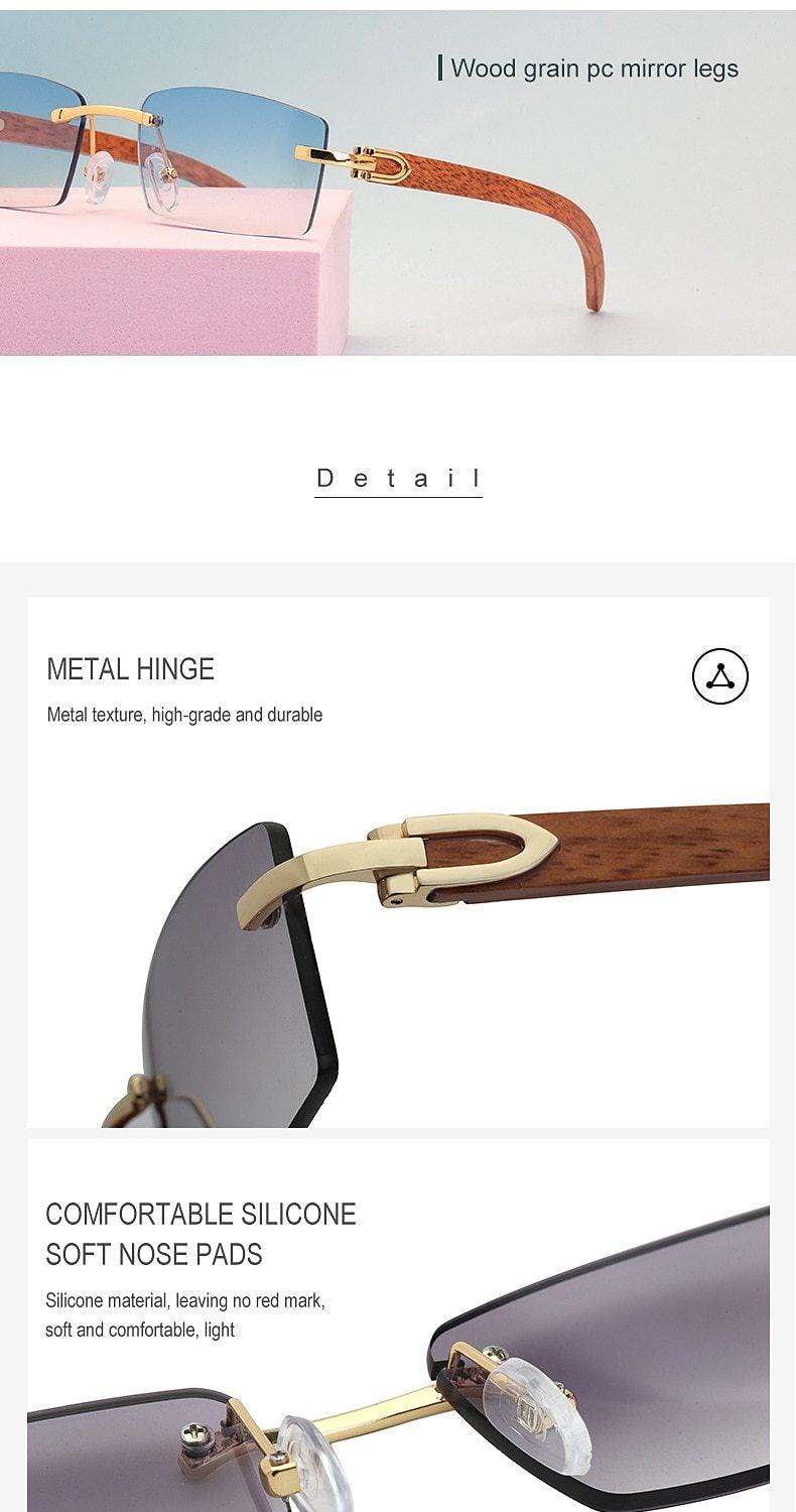 Gafas de sol rectangulares sin montura premium para hombres y mujeres