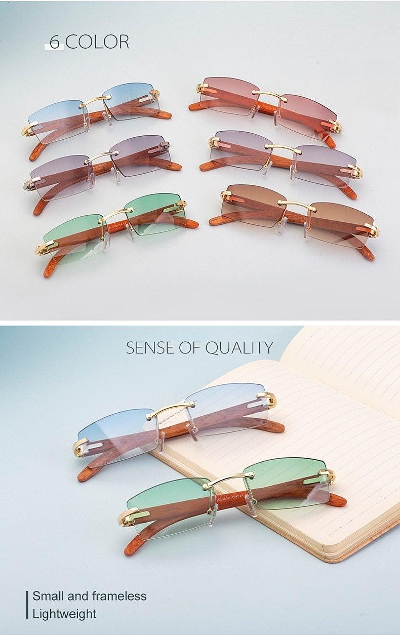 Gafas de sol rectangulares sin montura premium para hombres y mujeres