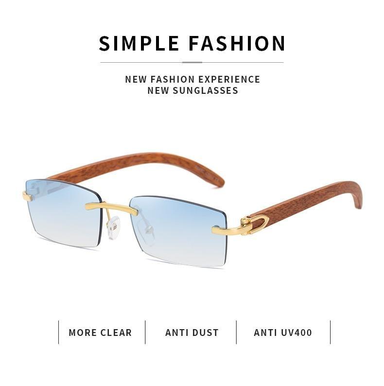 Gafas de sol rectangulares sin montura premium para hombres y mujeres