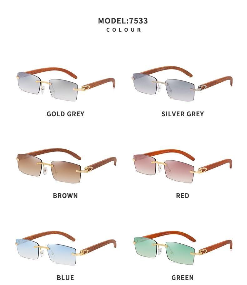 Gafas de sol rectangulares sin montura premium para hombres y mujeres