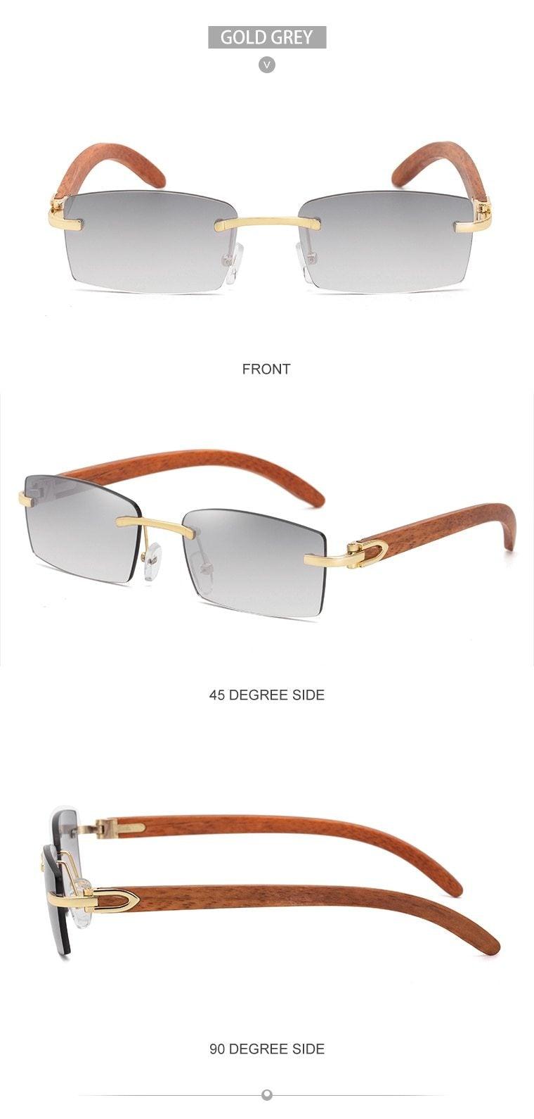 Gafas de sol rectangulares sin montura premium para hombres y mujeres
