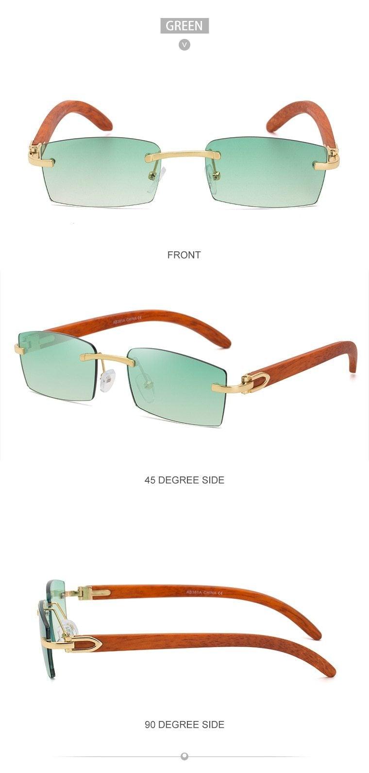 Gafas de sol rectangulares sin montura premium para hombres y mujeres