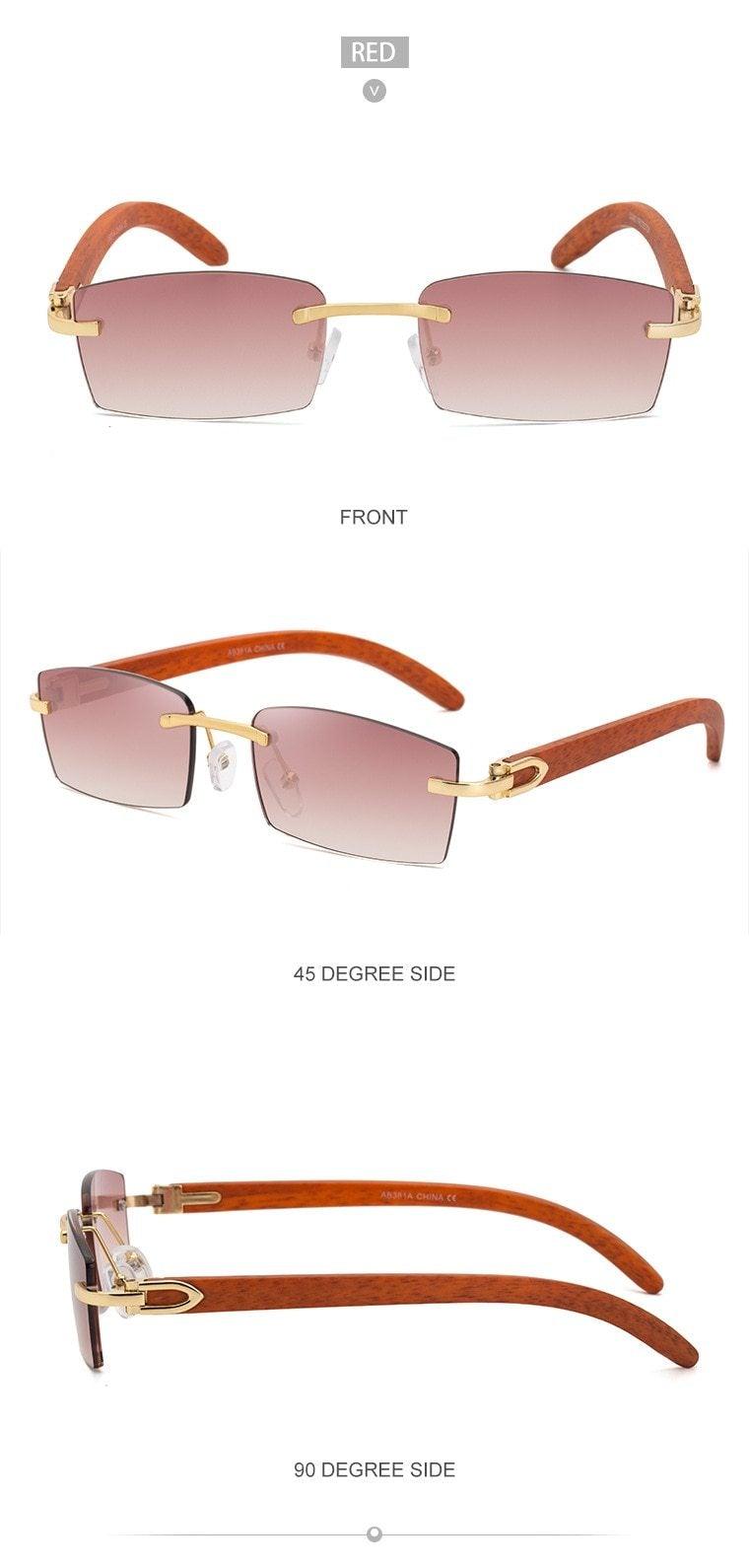 Gafas de sol rectangulares sin montura premium para hombres y mujeres