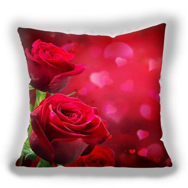 Fundas de Cojín Decorativas de Flores Rojas para Decoración del Hogar