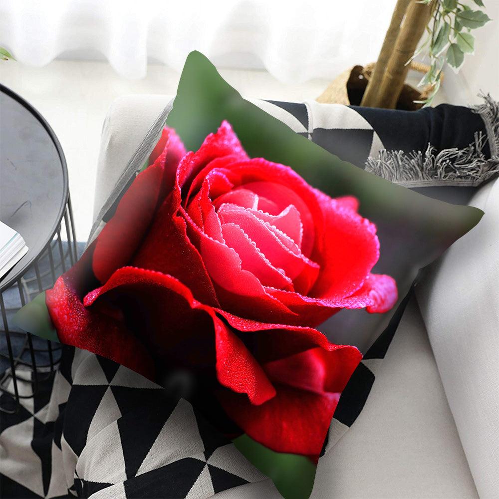 Fundas de Cojín Decorativas de Flores Rojas para Decoración del Hogar