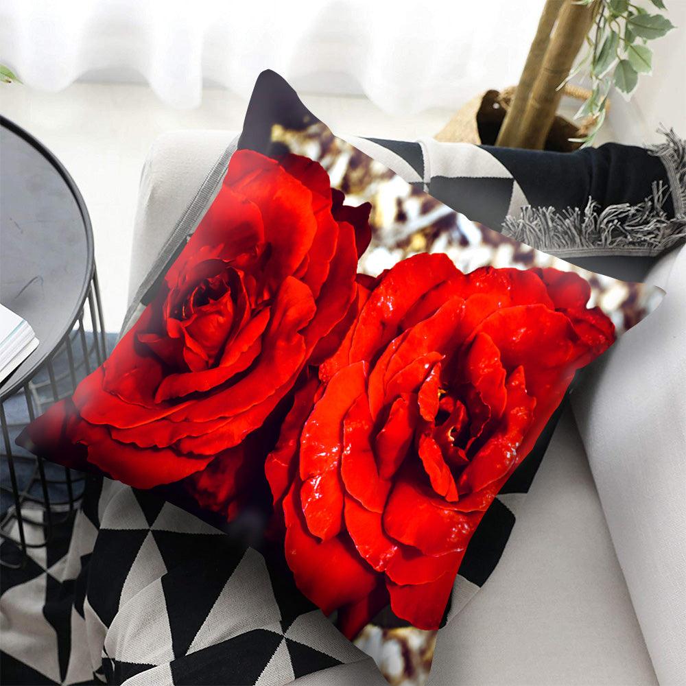 Fundas de Cojín Decorativas de Flores Rojas para Decoración del Hogar