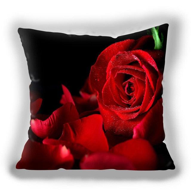 Fundas de Cojín Decorativas de Flores Rojas para Decoración del Hogar