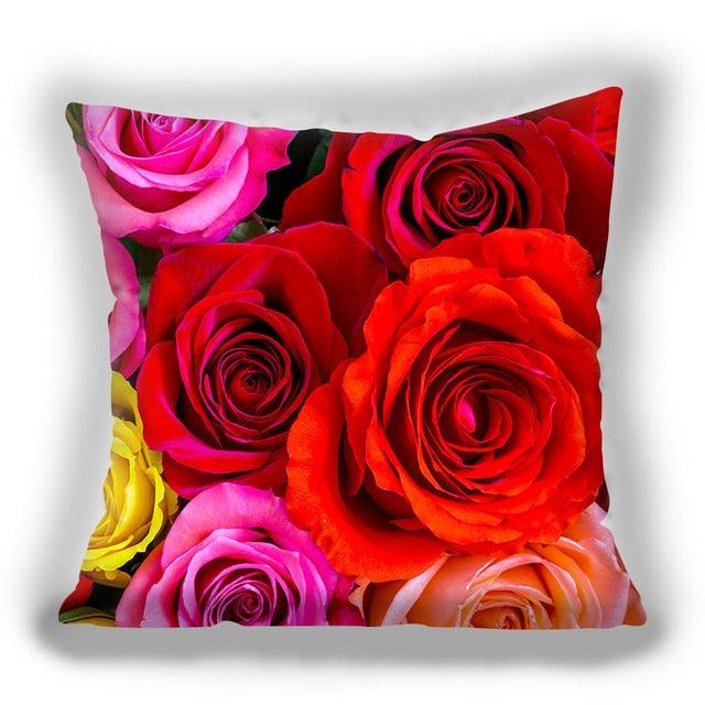 Fundas de Cojín Decorativas de Flores Rojas para Decoración del Hogar