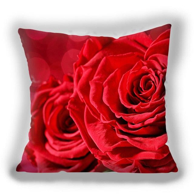 Fundas de Cojín Decorativas de Flores Rojas para Decoración del Hogar