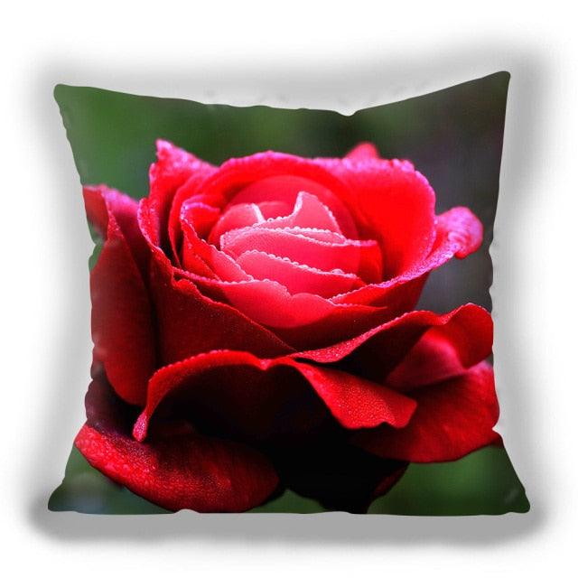 Fundas de Cojín Decorativas de Flores Rojas para Decoración del Hogar