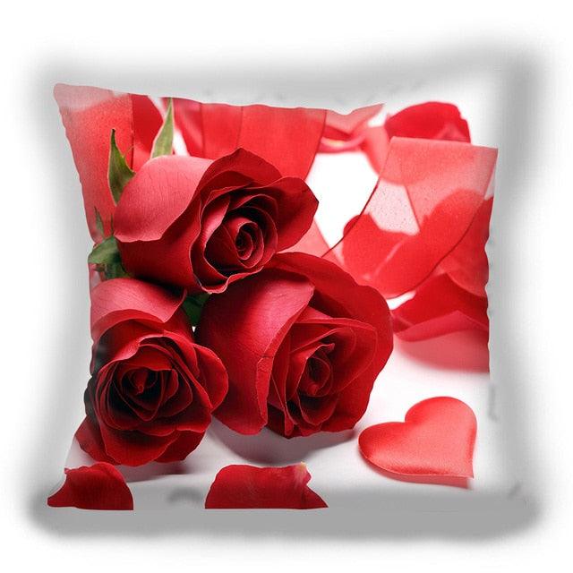 Fundas de Cojín Decorativas de Flores Rojas para Decoración del Hogar