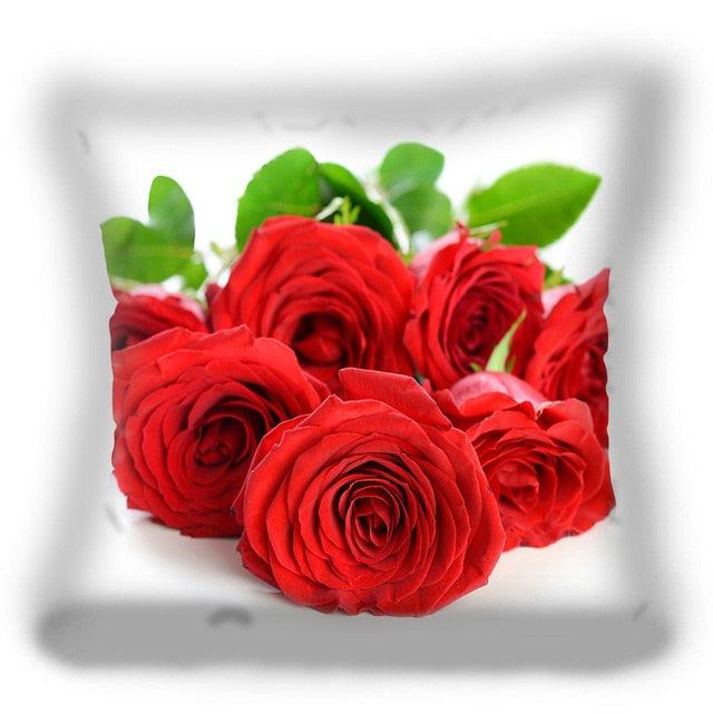 Fundas de Cojín Decorativas de Flores Rojas para Decoración del Hogar