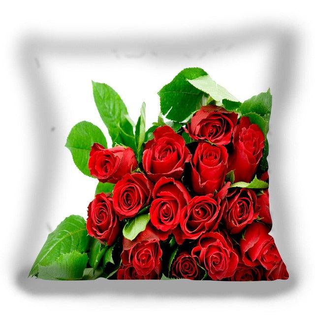 Fundas de Cojín Decorativas de Flores Rojas para Decoración del Hogar