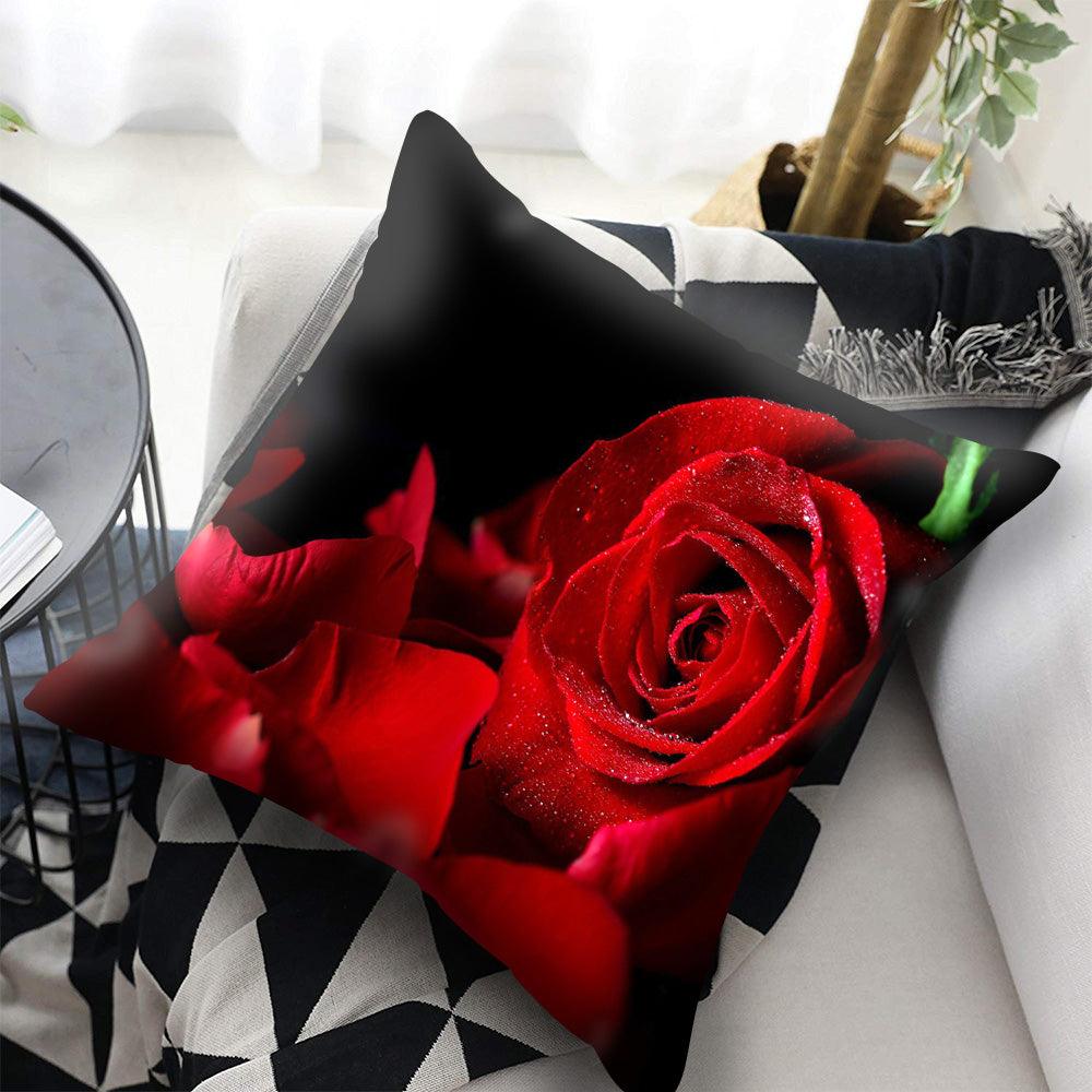 Fundas de Cojín Decorativas de Flores Rojas para Decoración del Hogar