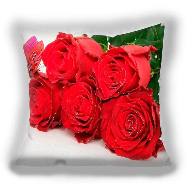 Fundas de Cojín Decorativas de Flores Rojas para Decoración del Hogar