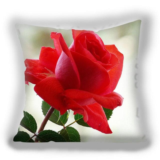 Fundas de Cojín Decorativas de Flores Rojas para Decoración del Hogar