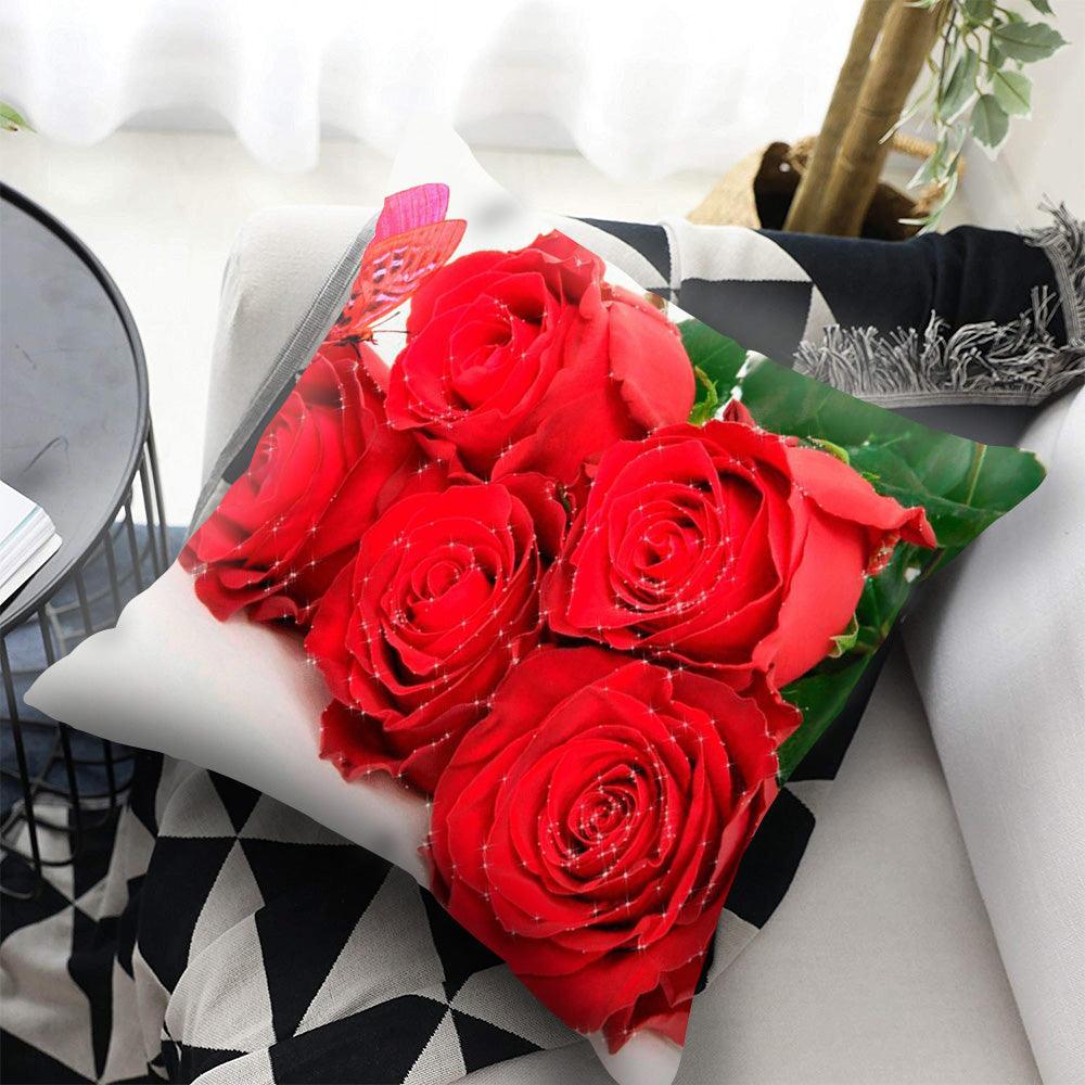 Fundas de Cojín Decorativas de Flores Rojas para Decoración del Hogar