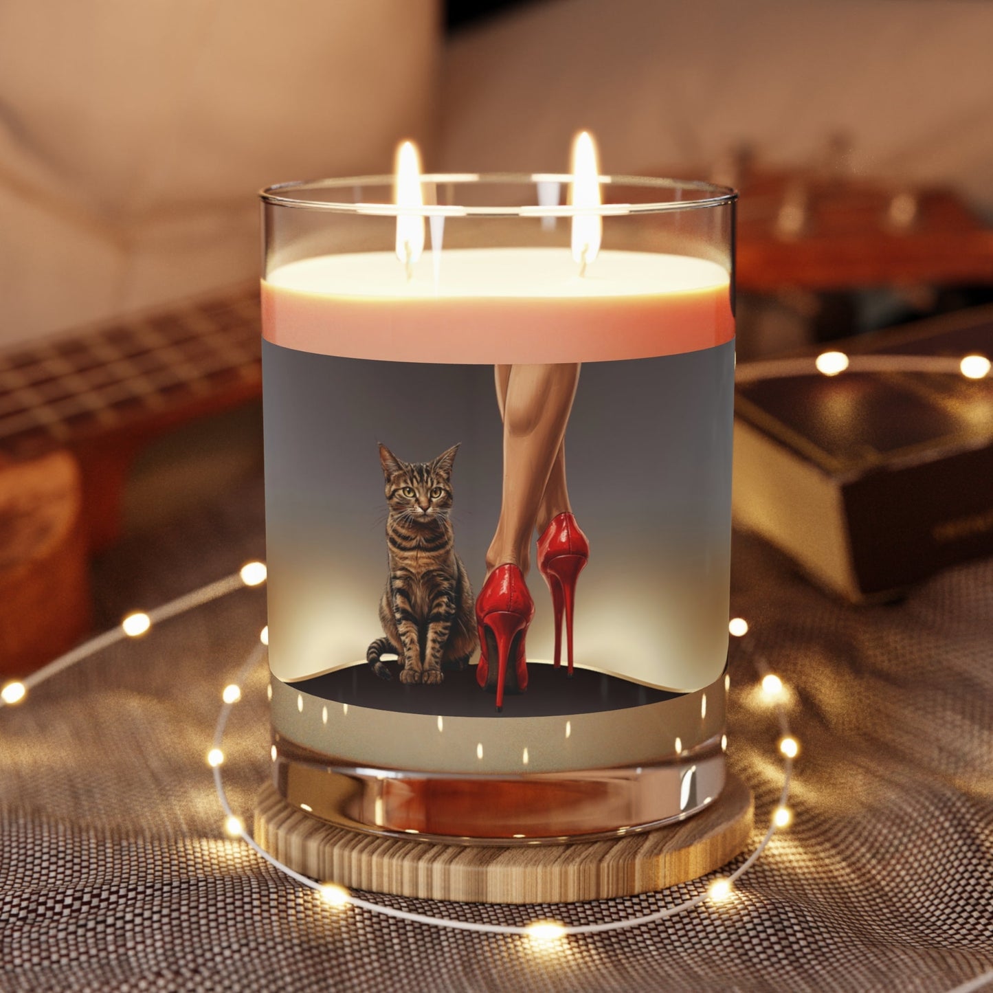 Vela de Gato Dama con Tacones Rojos | Vela de Soja para Amantes de los Gatos