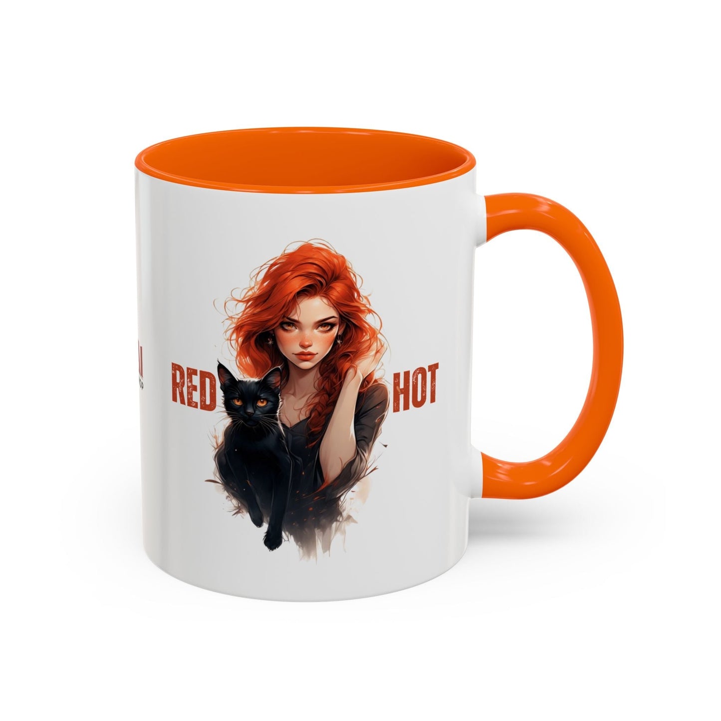 Artistic Cat Red Hot Coffee Mug - Unique Design