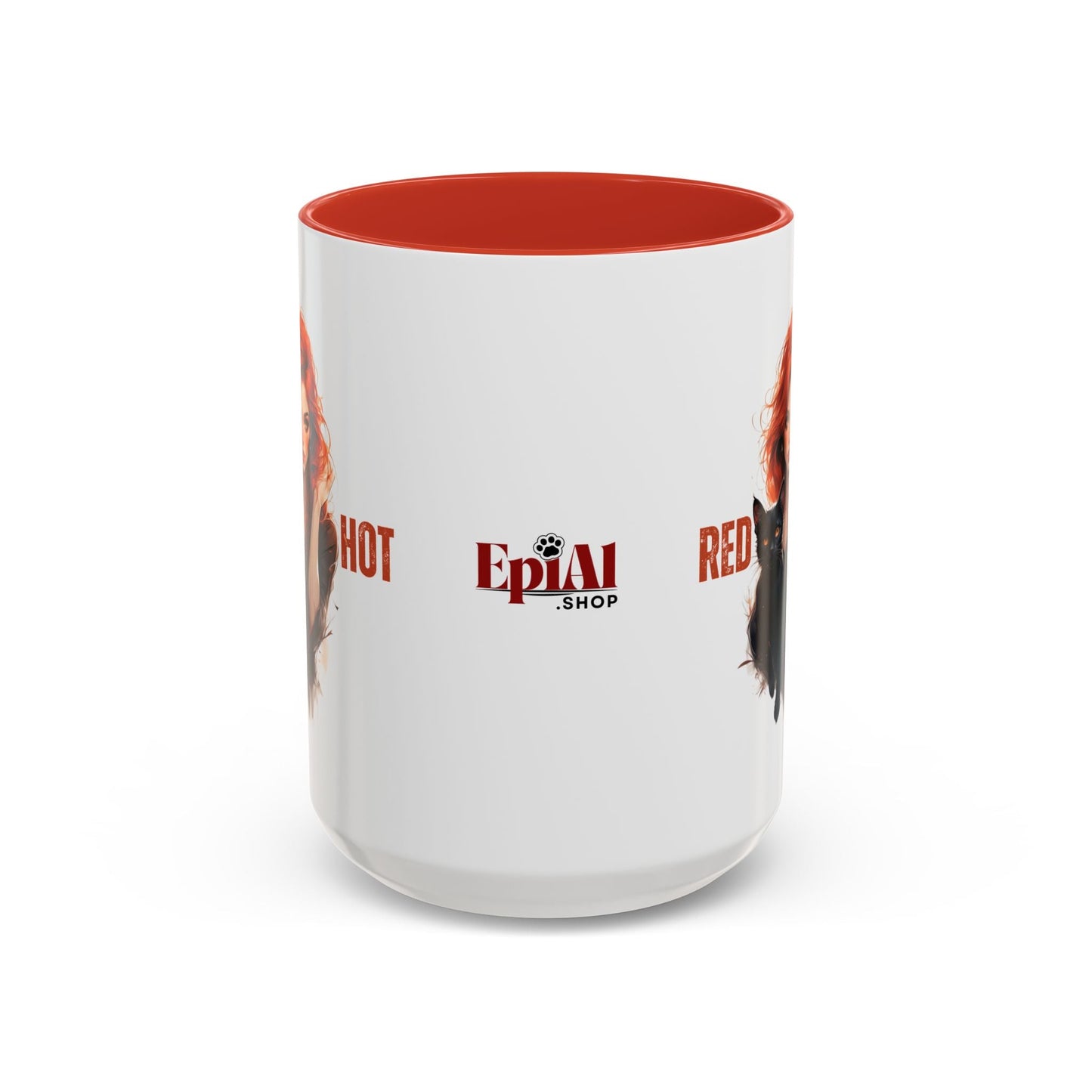 Artistic Cat Red Hot Coffee Mug - Unique Design