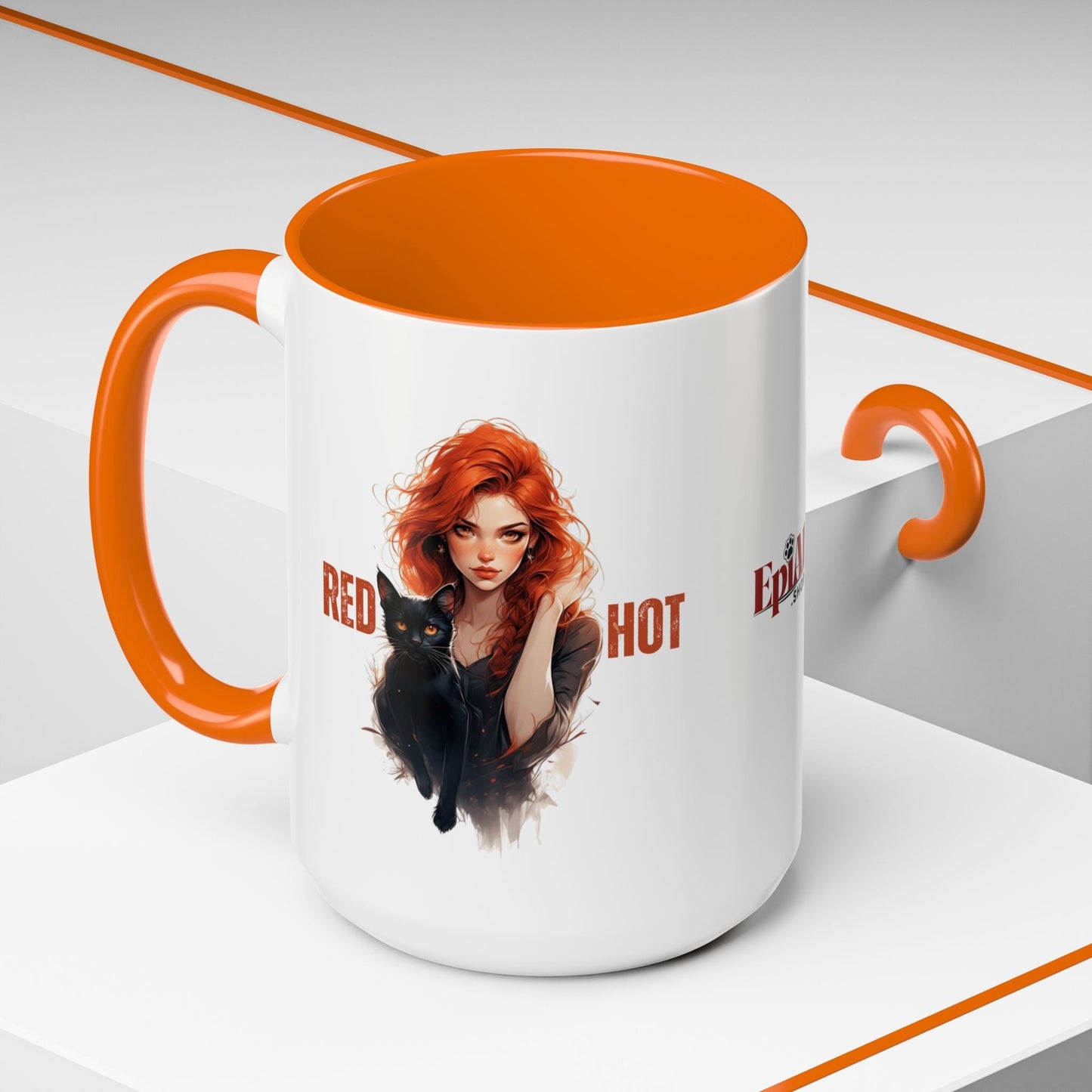 Artistic Cat Red Hot Coffee Mug - Unique Design