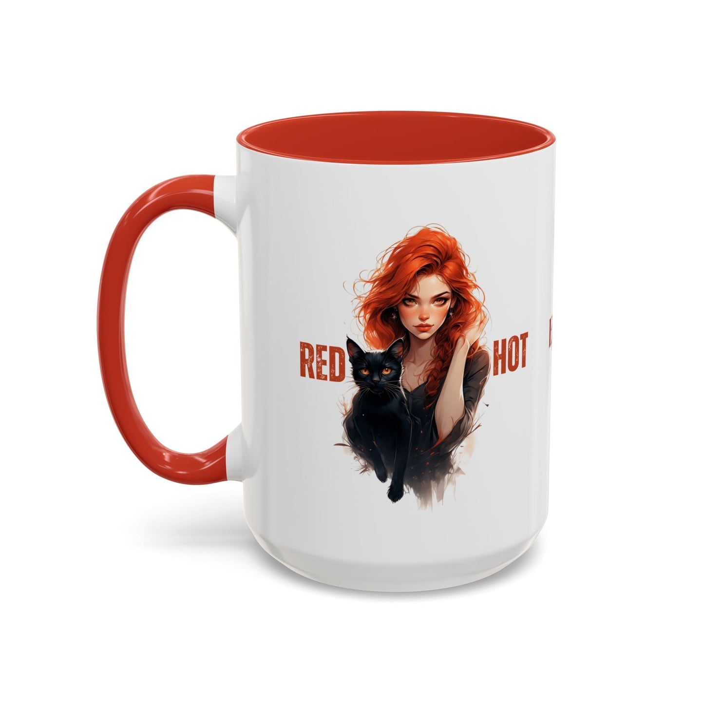 Artistic Cat Red Hot Coffee Mug - Unique Design