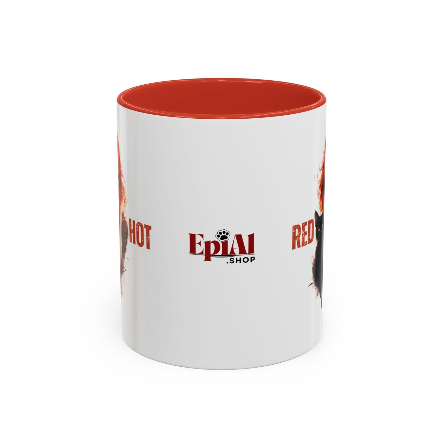 Artistic Cat Red Hot Coffee Mug - Unique Design