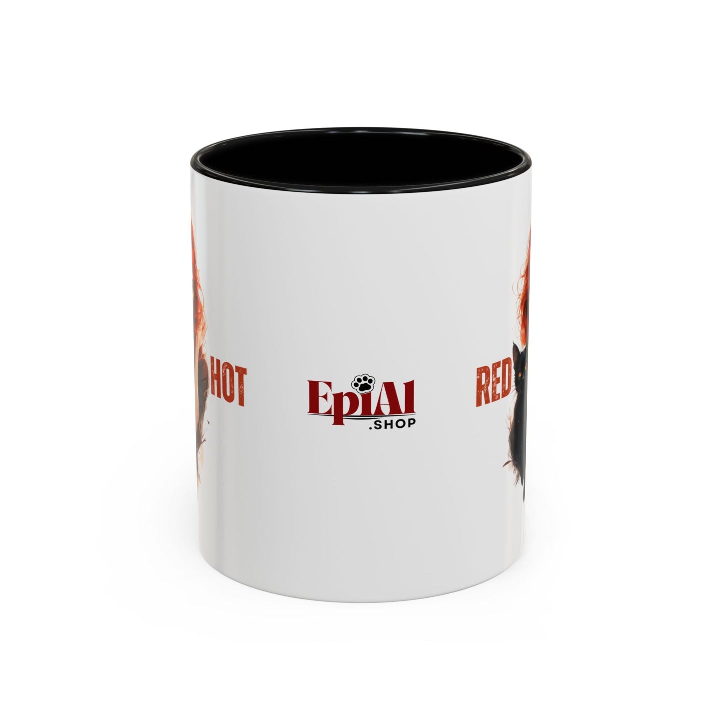 Artistic Cat Red Hot Coffee Mug - Unique Design