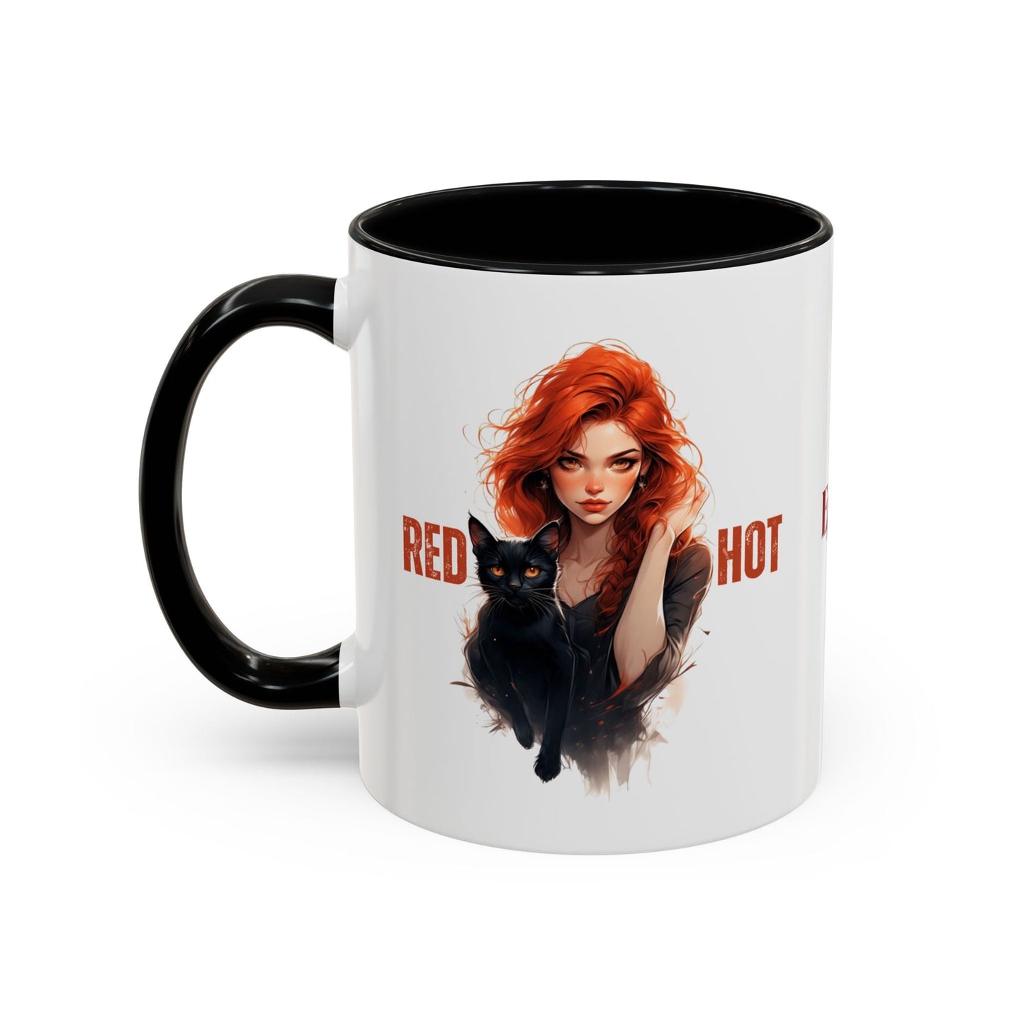 Artistic Cat Red Hot Coffee Mug - Unique Design