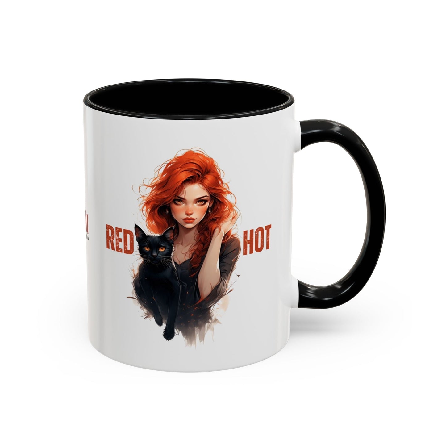 Artistic Cat Red Hot Coffee Mug - Unique Design