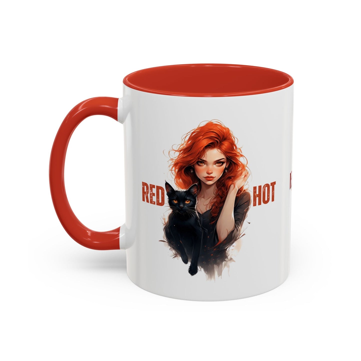 Artistic Cat Red Hot Coffee Mug - Unique Design