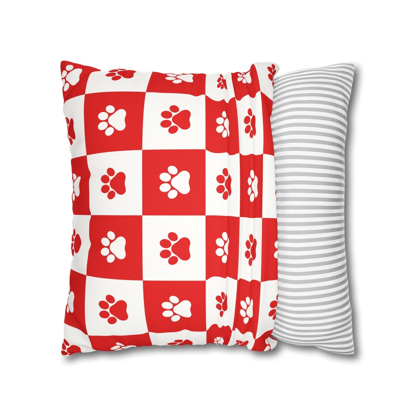 Housse de coussin en faux suède à imprimé patte rouge - Décor confortable pour les amoureux des anim