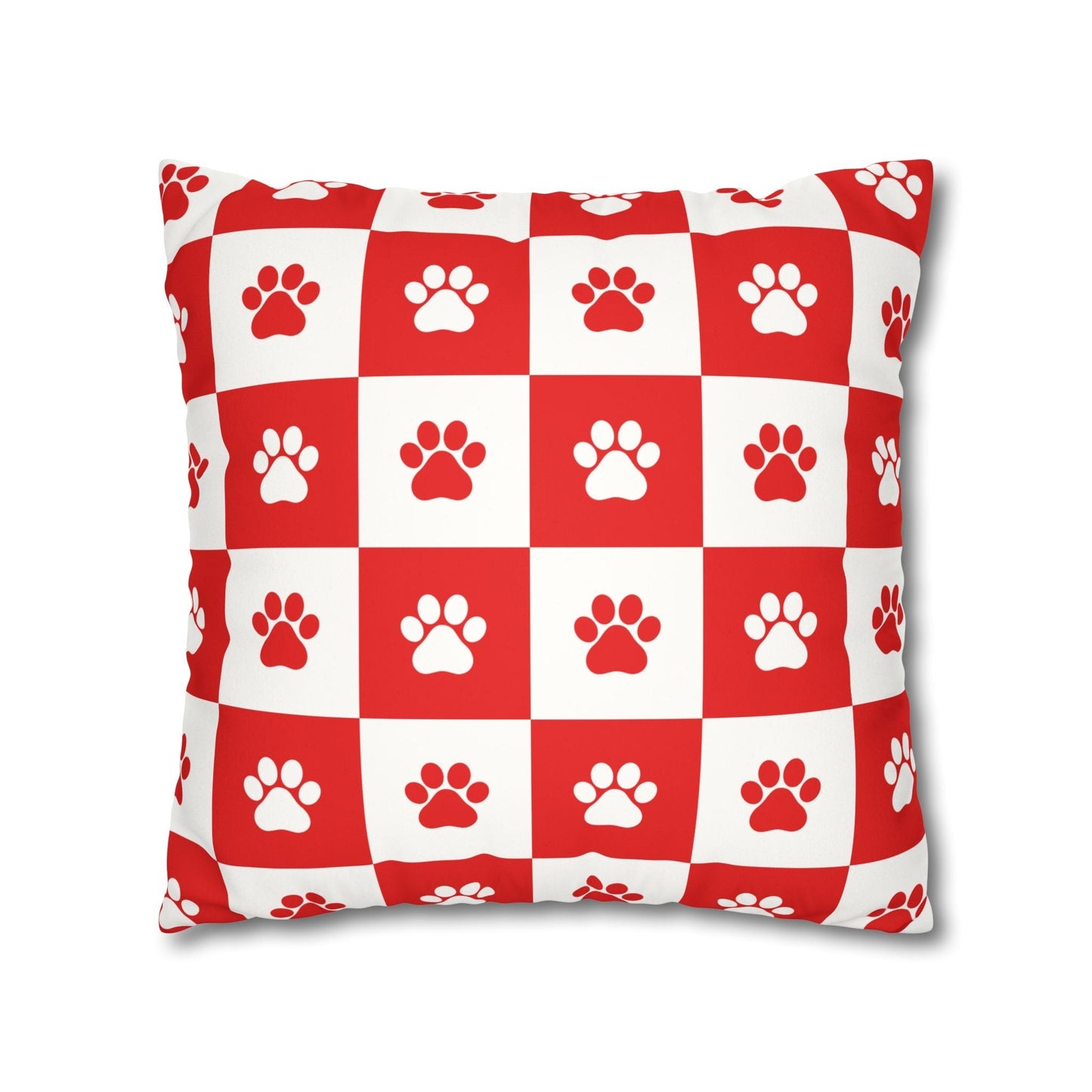 Housse de coussin en faux suède à imprimé patte rouge - Décor confortable pour les amoureux des anim