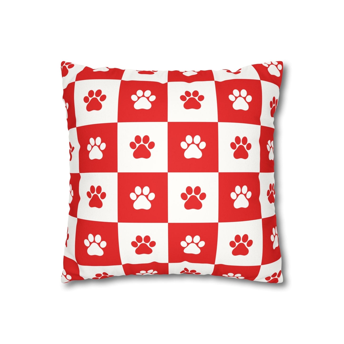 Housse de coussin en faux suède à imprimé patte rouge - Décor confortable pour les amoureux des anim