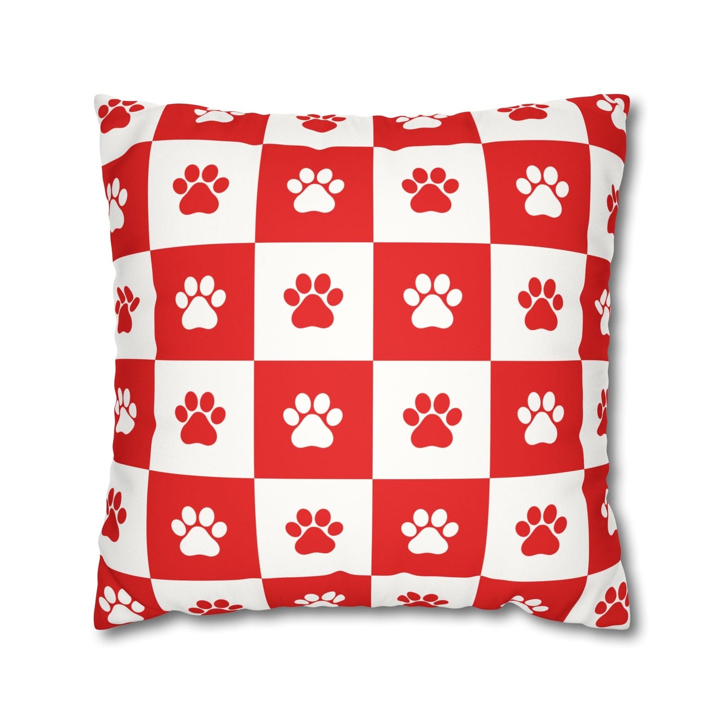 Housse de coussin en faux suède à imprimé patte rouge - Décor confortable pour les amoureux des anim