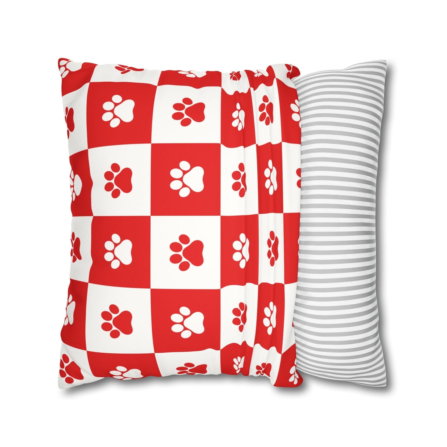 Housse de coussin en faux suède à imprimé patte rouge - Décor confortable pour les amoureux des anim
