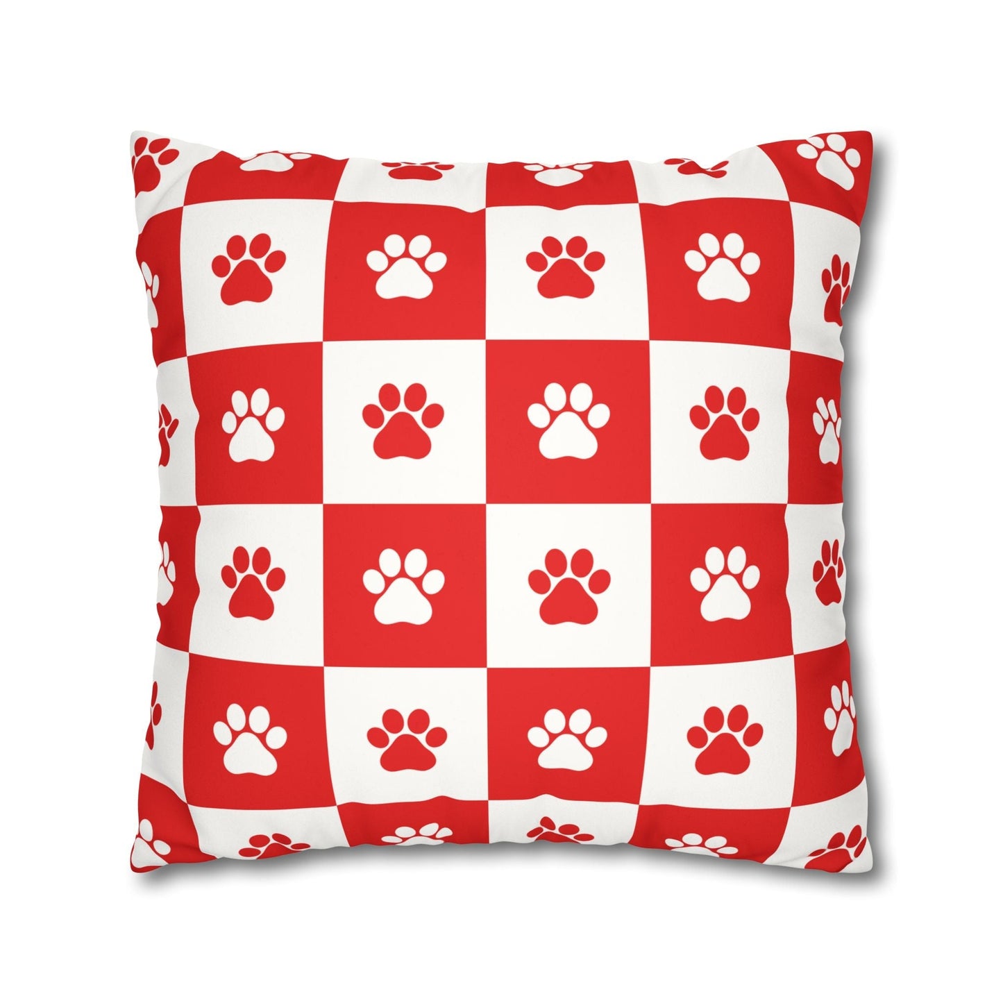 Housse de coussin en faux suède à imprimé patte rouge - Décor confortable pour les amoureux des anim