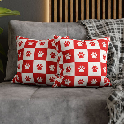 Housse de coussin en faux suède à imprimé patte rouge - Décor confortable pour les amoureux des anim