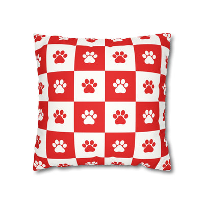 Housse de coussin en faux suède à imprimé patte rouge - Décor confortable pour les amoureux des anim
