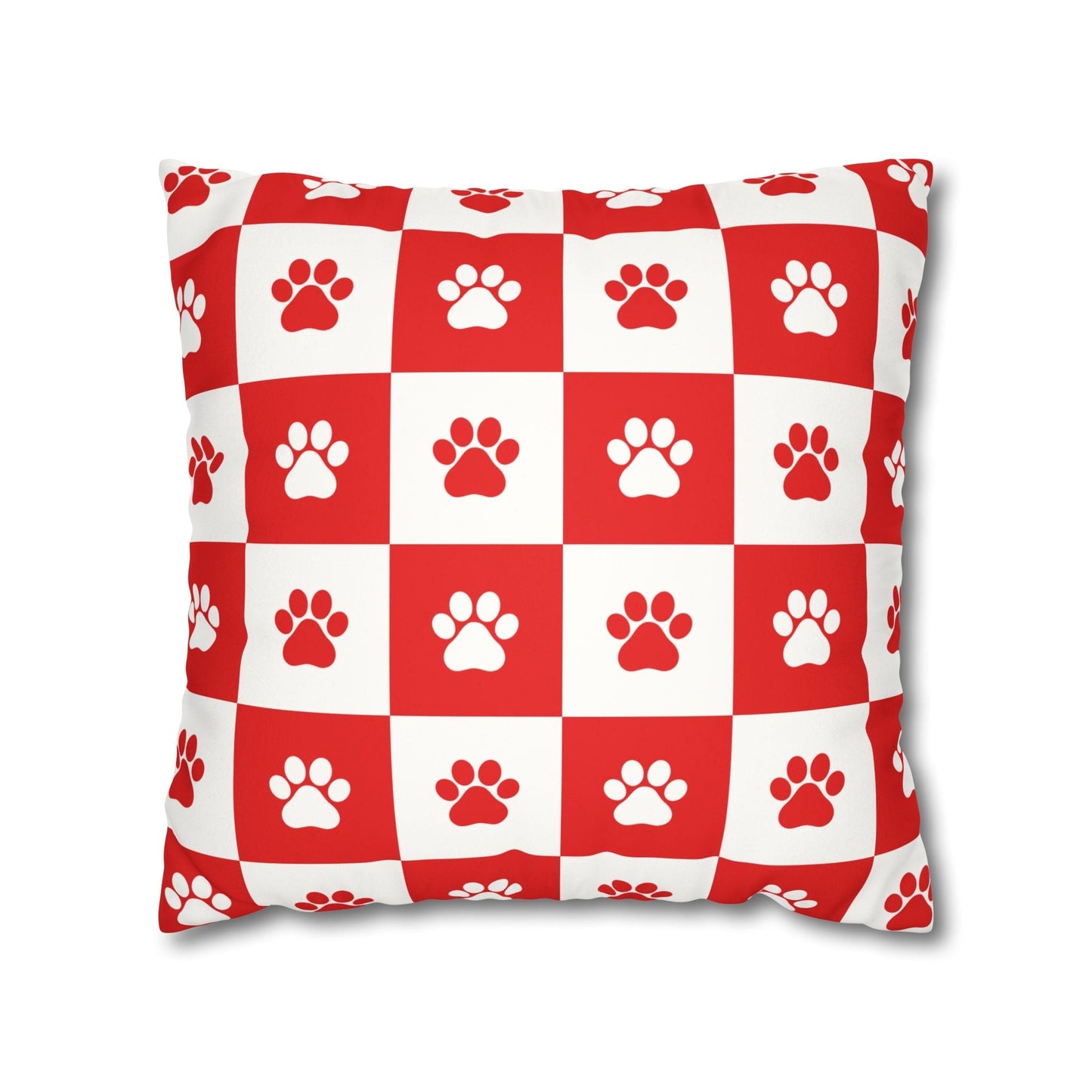Housse de coussin en faux suède à imprimé patte rouge - Décor confortable pour les amoureux des anim