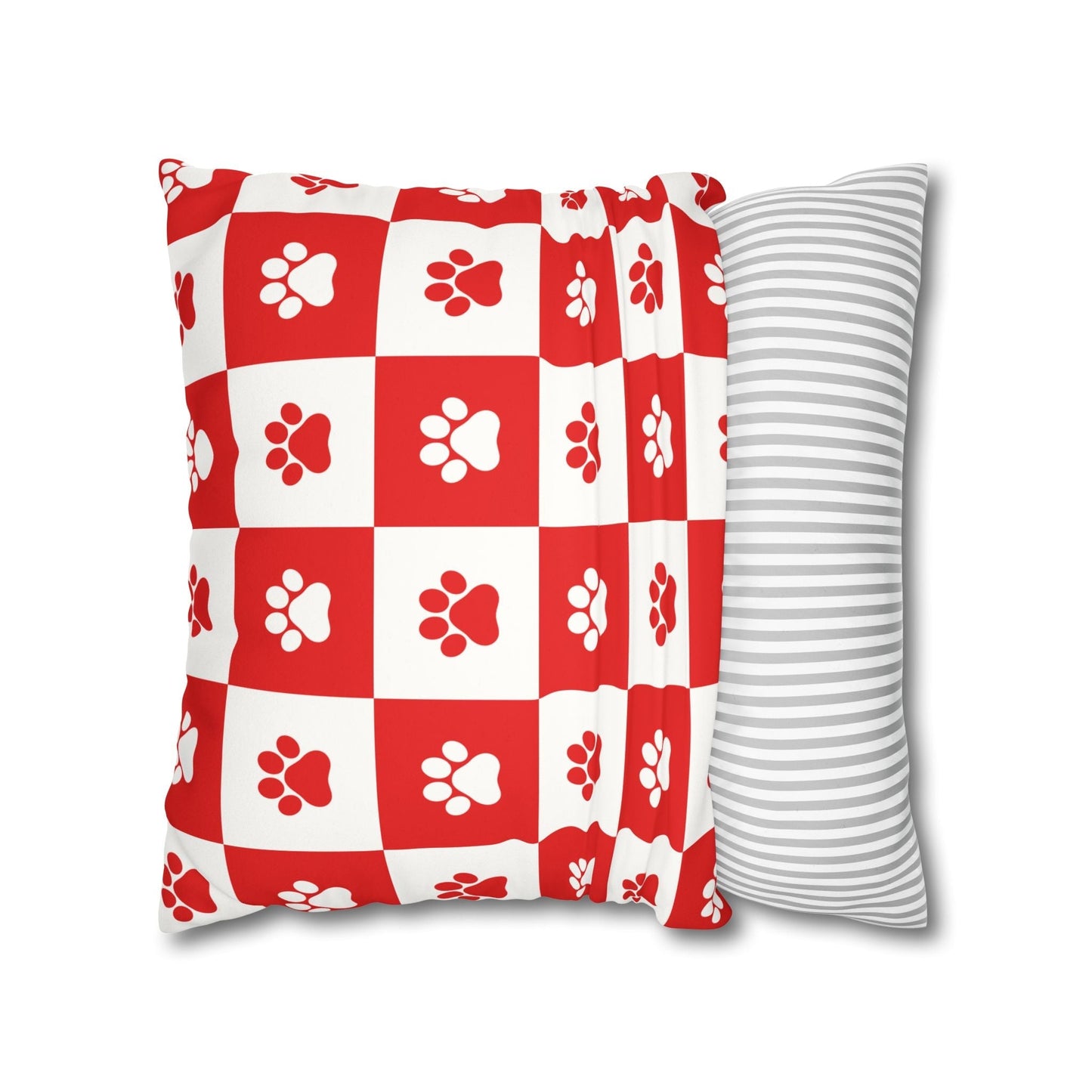 Housse de coussin en faux suède à imprimé patte rouge - Décor confortable pour les amoureux des anim
