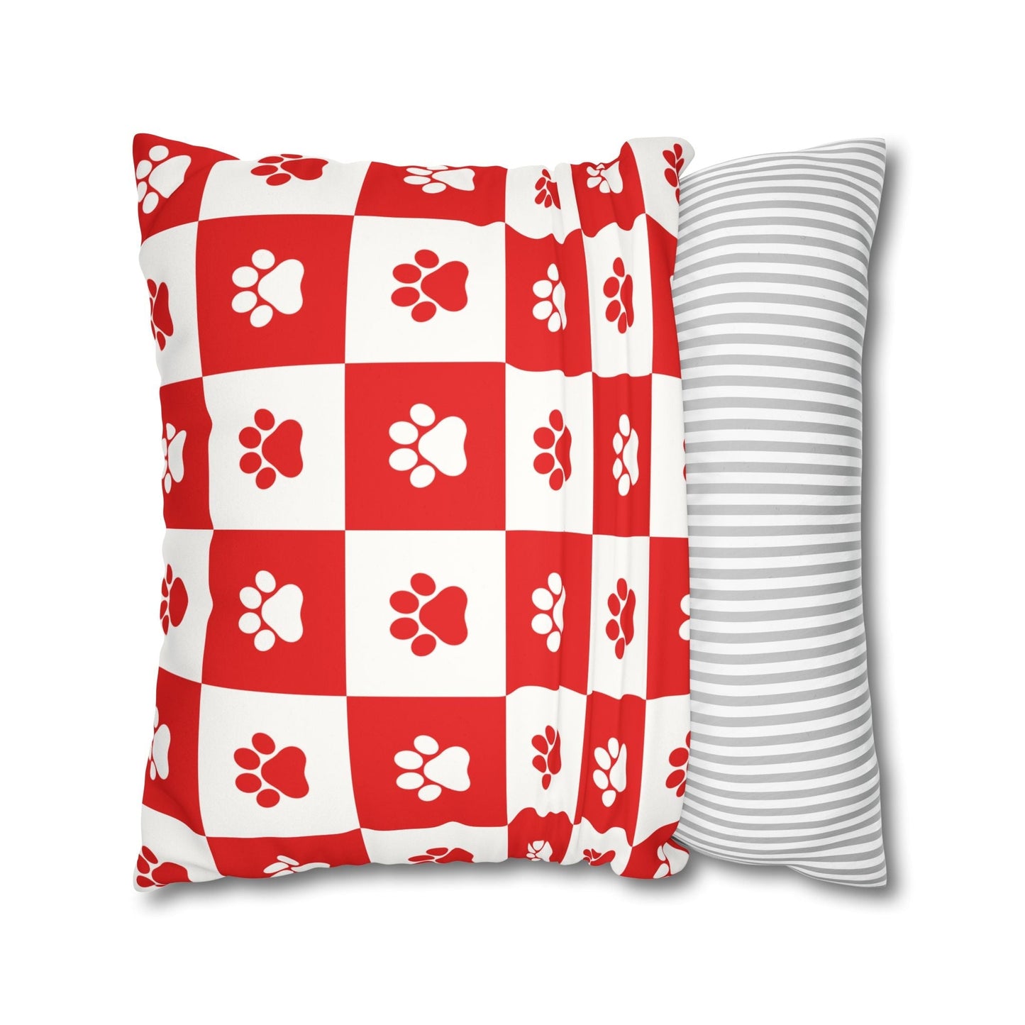 Housse de coussin en faux suède à imprimé patte rouge - Décor confortable pour les amoureux des anim