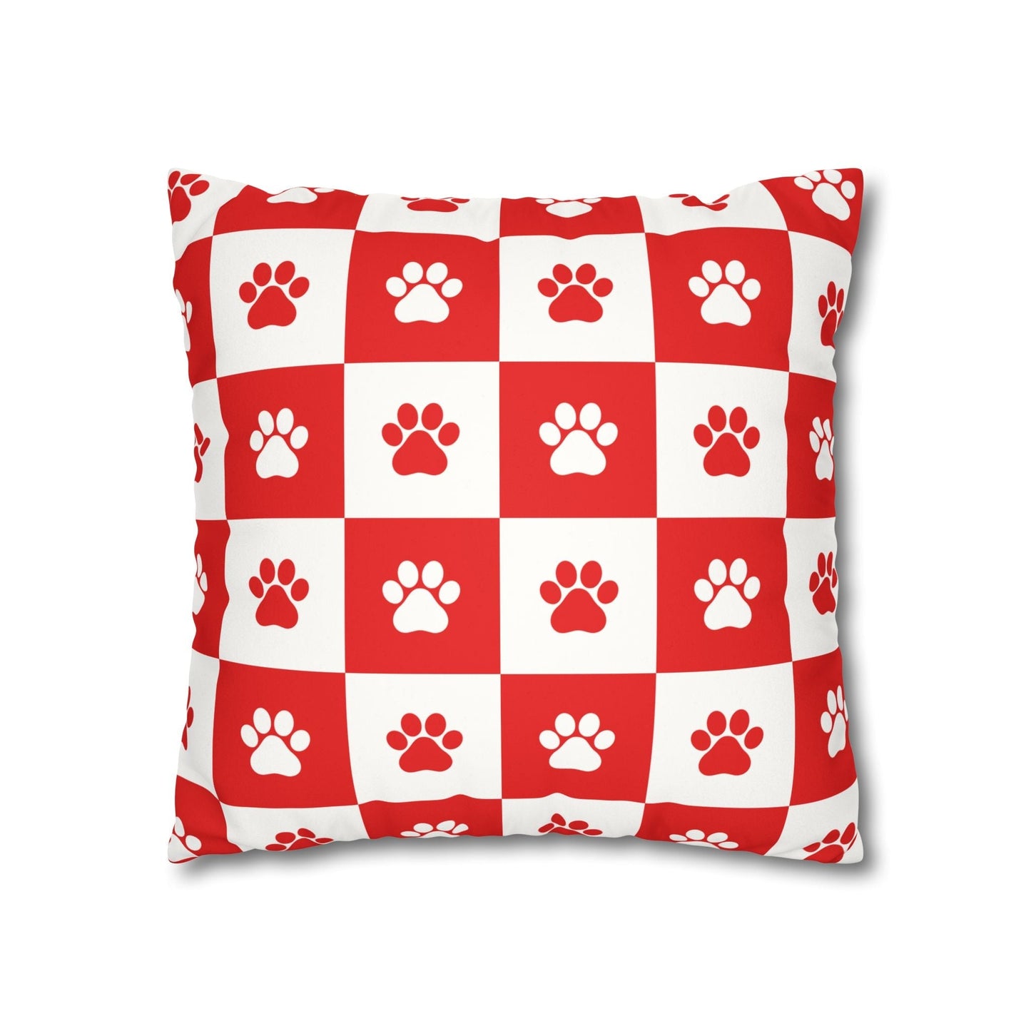 Housse de coussin en faux suède à imprimé patte rouge - Décor confortable pour les amoureux des anim