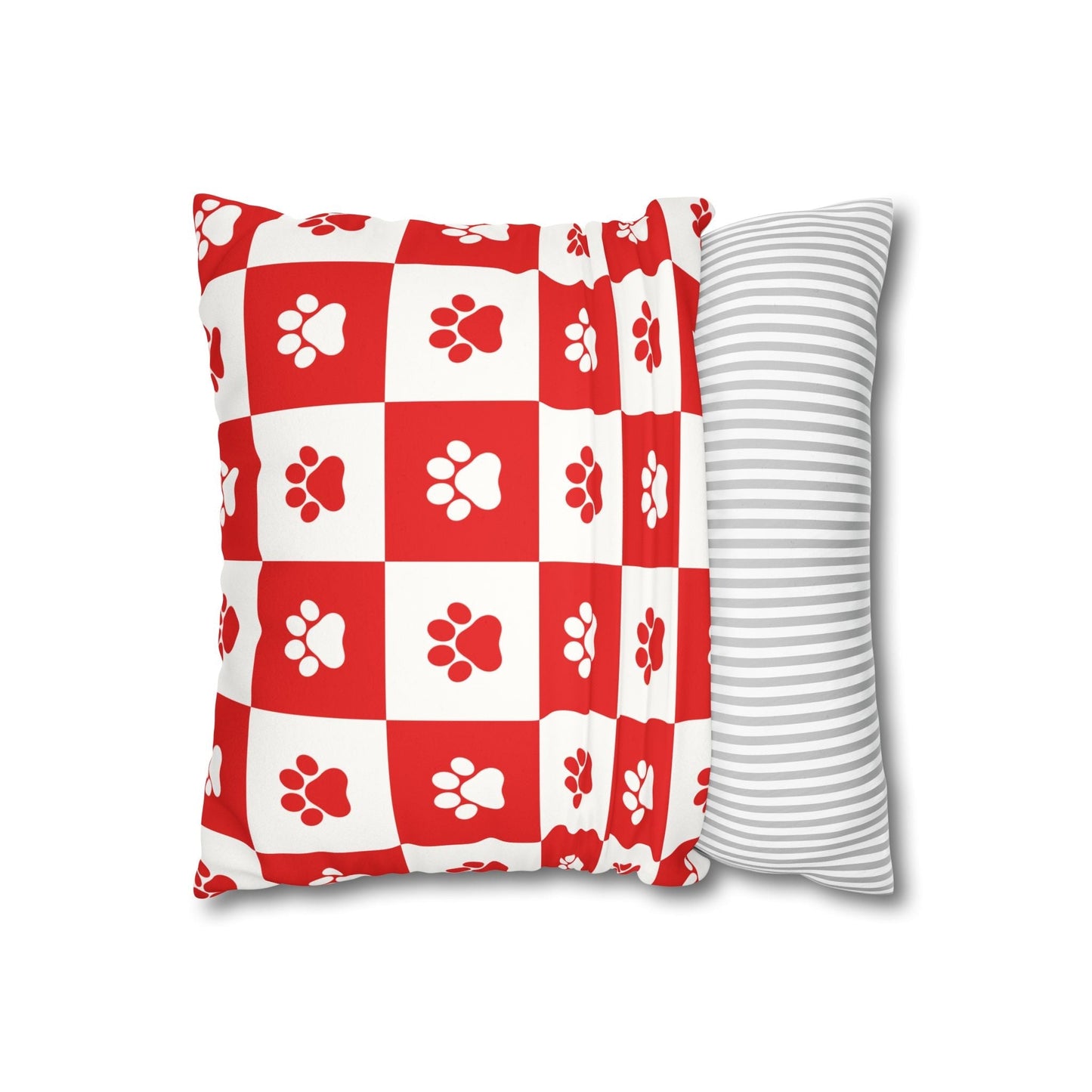 Housse de coussin en faux suède à imprimé patte rouge - Décor confortable pour les amoureux des anim