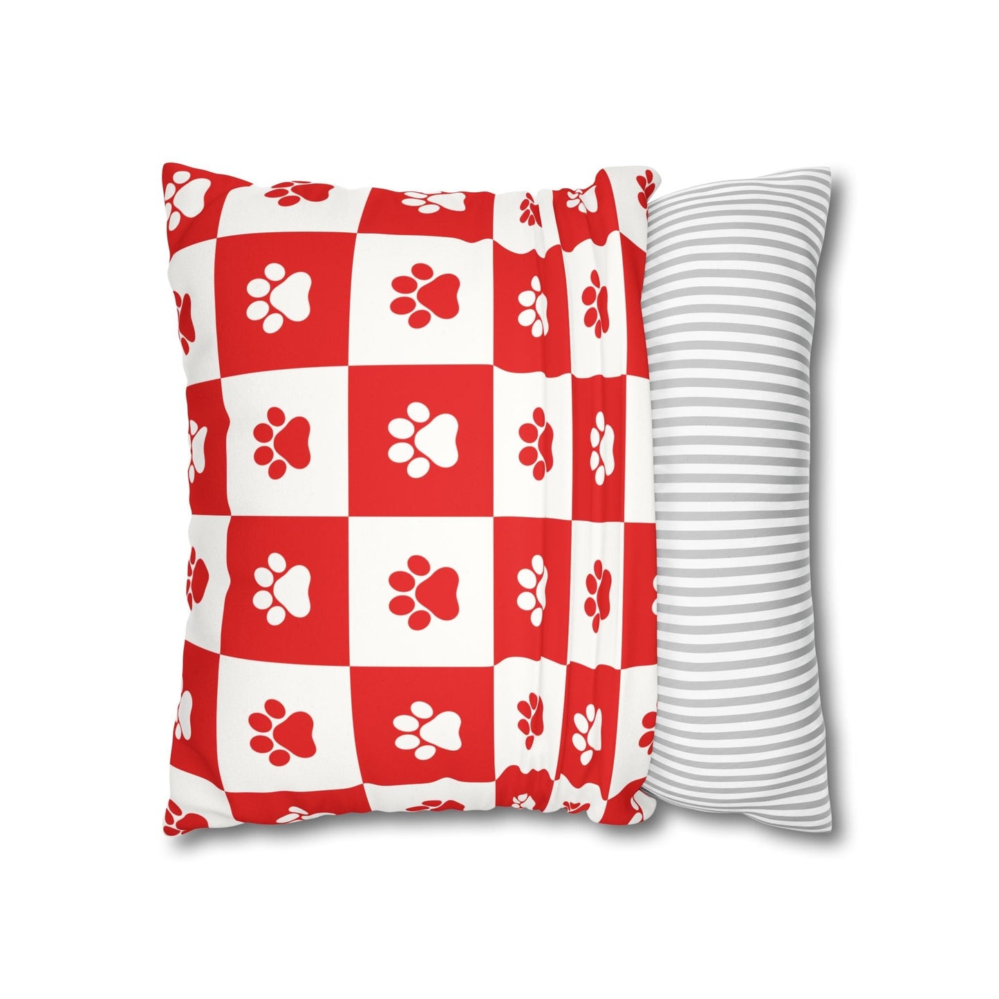 Housse de coussin en faux suède à imprimé patte rouge - Décor confortable pour les amoureux des anim