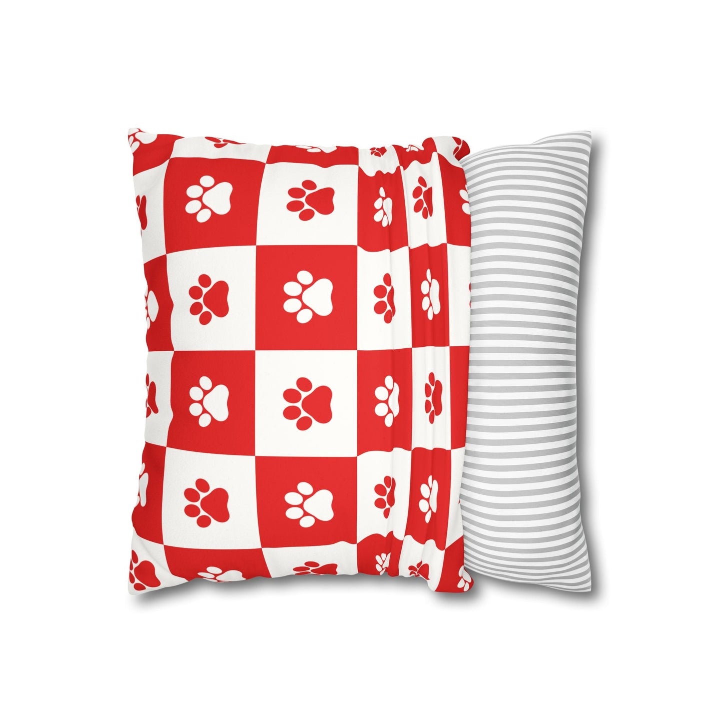 Housse de coussin en faux suède à imprimé patte rouge - Décor confortable pour les amoureux des anim