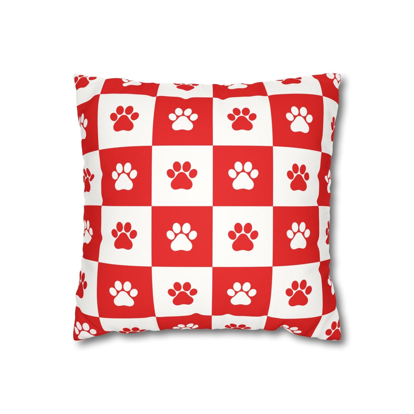 Housse de coussin en faux suède à imprimé patte rouge - Décor confortable pour les amoureux des anim