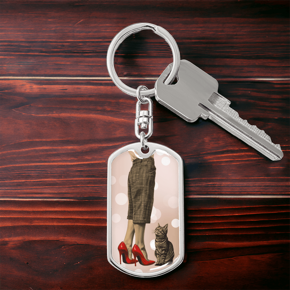 Porte-clés Femme Chat Chaussure Rouge