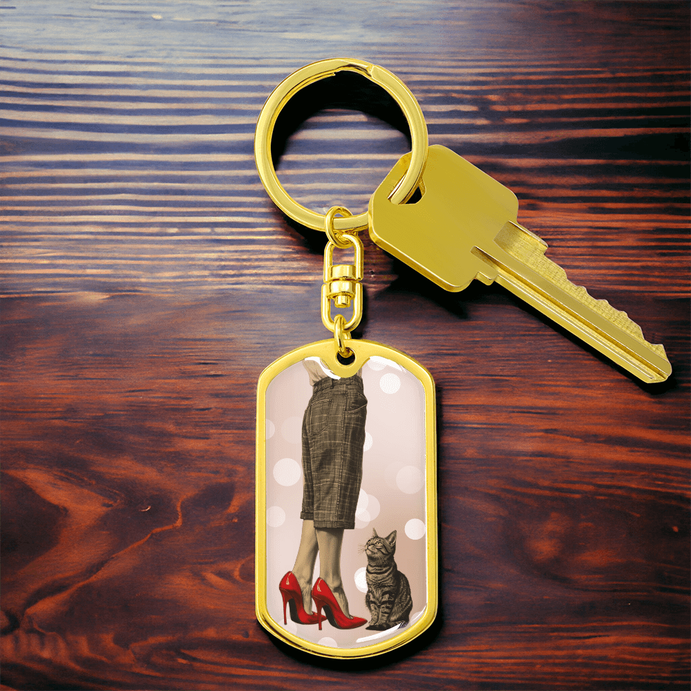 Porte-clés Femme Chat Chaussure Rouge