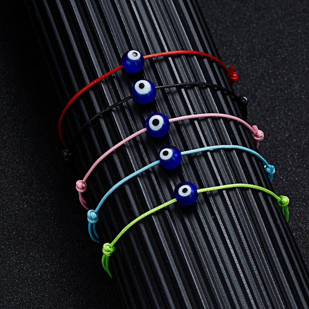 Handmade Adjustable Red String Bracelet with Blue Eye Charm